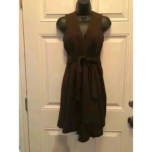 MR. MORT Vintage Brown Linen Wrap Dress - size Small